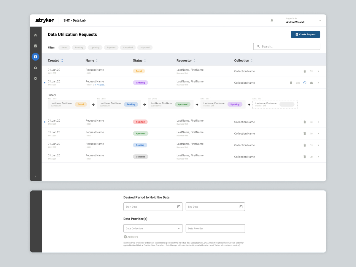 Stryker DataLabs Web App
